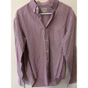 J Crew Button Up Shirt MEDIUM Mens Slim Fit Long Sleeve Blue Red White PLAID